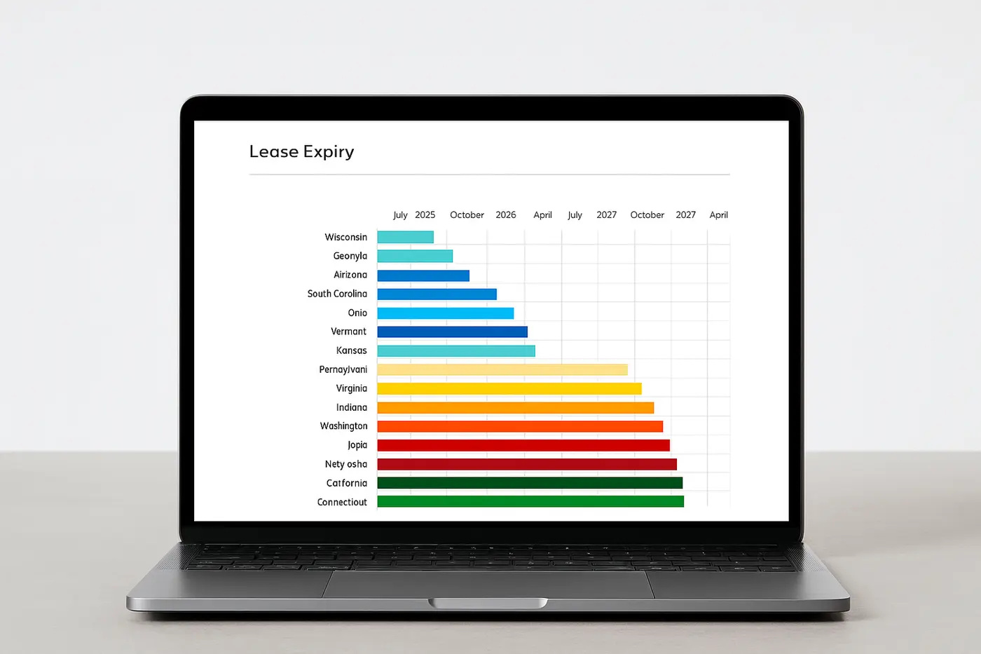 Lease-expiration timeline displayed on a laptop