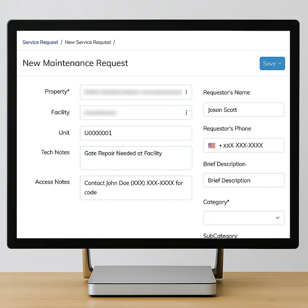 Digital maintenance work-order request form